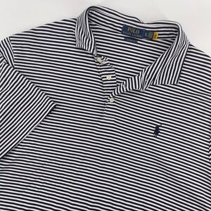 Polo Ralph Lauren Striped Classic Fit Polo Shirt Mens XL‎ Navy Blue White